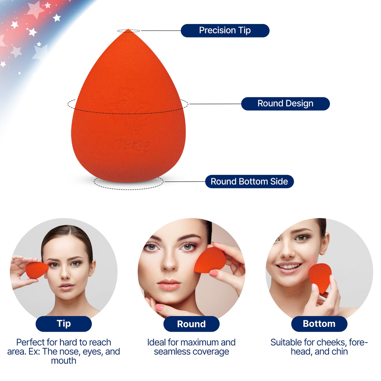 Texas Beauty & Health Makeup Sponges, Foundation Blending, Multi-Color