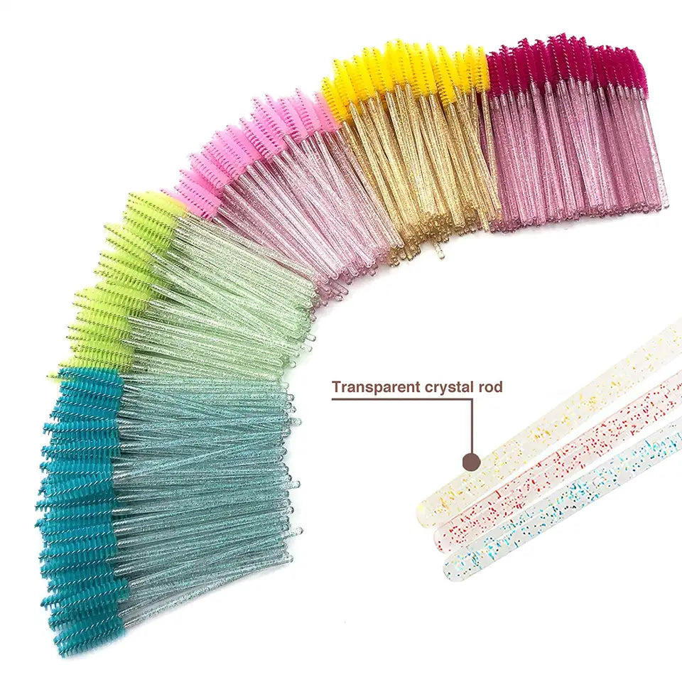 100 pcs Multicolor Crystal Handle Disposable Eyelash Brush Mascara Wands Applicator Eyelash Extensions Makeup Tools | Eye Care