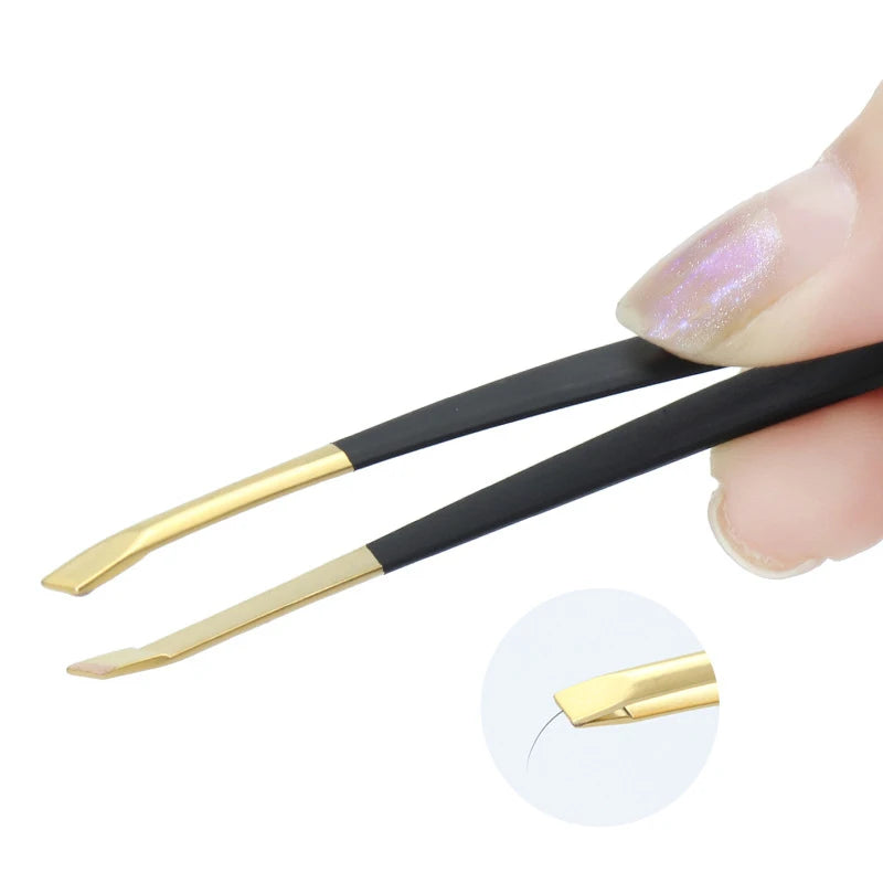 1Pc Professional Stainless Steel Hair Removal Eye Brow Eyebrow Tweezers Clip Gold Women Beauty Makeup Tool