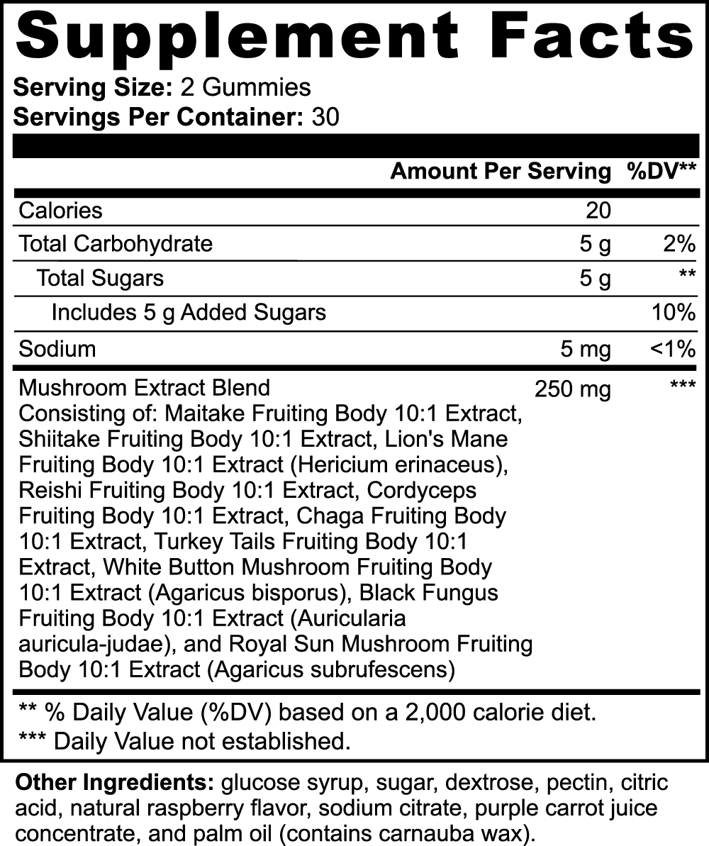 MindFuel Mushroom Gummies | 10X Fruiting Body Extract Superblend