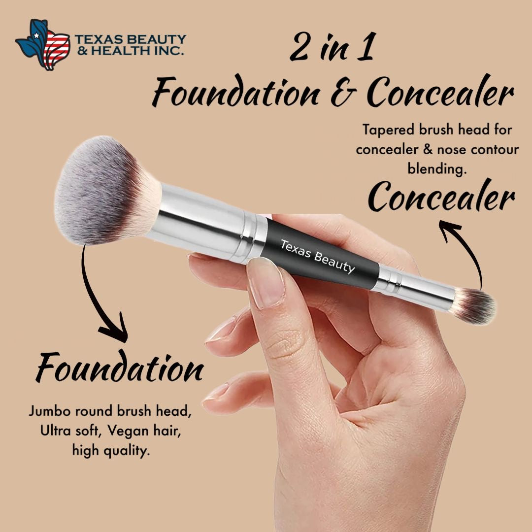 Double Ended Foundation Brush for Flawless Makeup Application | Perfect for Liquid, Cream, & Powder | Ideal for Concealer and Blending