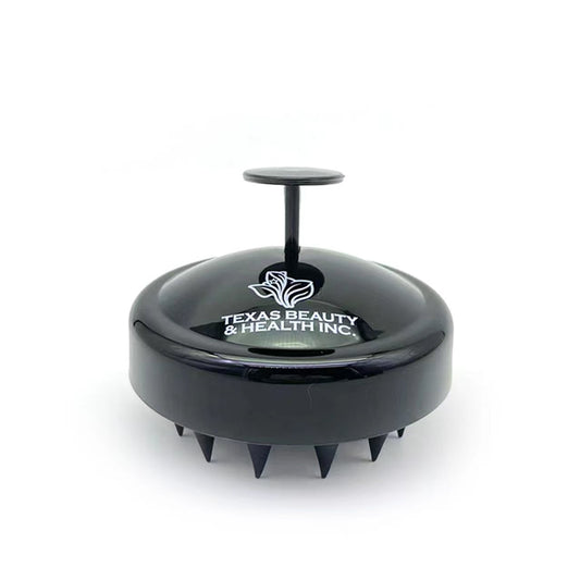 Texas Beauty & Health Scalp Massager Shampoo Brush, Massaging Scrubber with Soft Silicone Bristles for Hair Growth Support & Dandruff Removal (Black)
