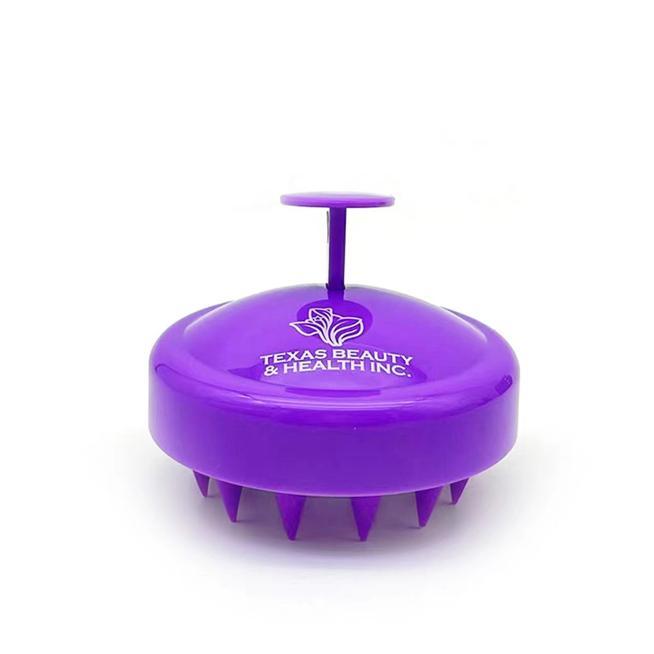 Texas Beauty & Health Scalp Massager Shampoo Brush, Massaging Scrubber with Soft Silicone Bristles for Hair Growth Support & Dandruff Removal Purple