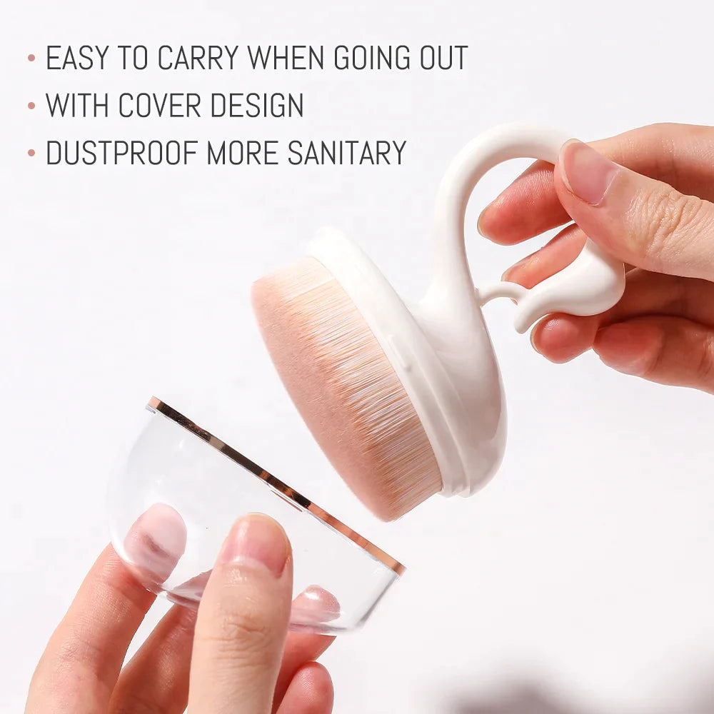 Foundation Brush Goose Neck Flat Top Kabuki Makeup Brush | White Color