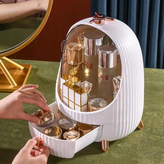 Round Cosmetic Storage Box, Makeup Organizer | Dressing Table Shelf