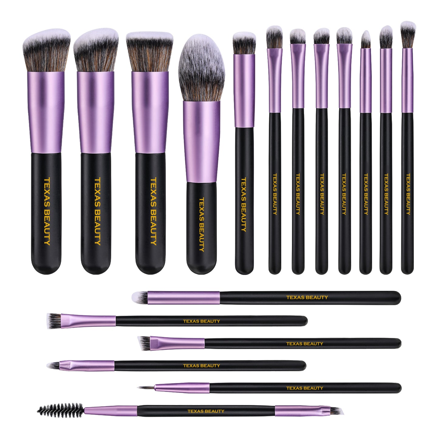 14 Pcs Black and Purple Makeup Brush set with Led Light Mirror