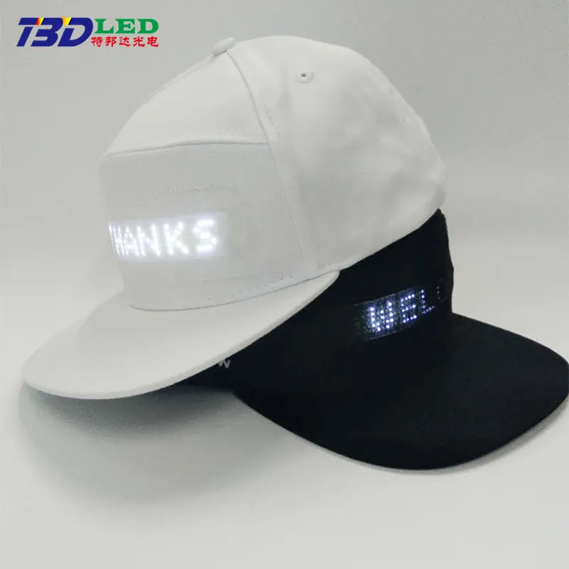 LED Message Hats Glowing Logo Baseball Cap Luminous Party Hat Light Up Scrolling LED Display Caps USB Charging App Programmable