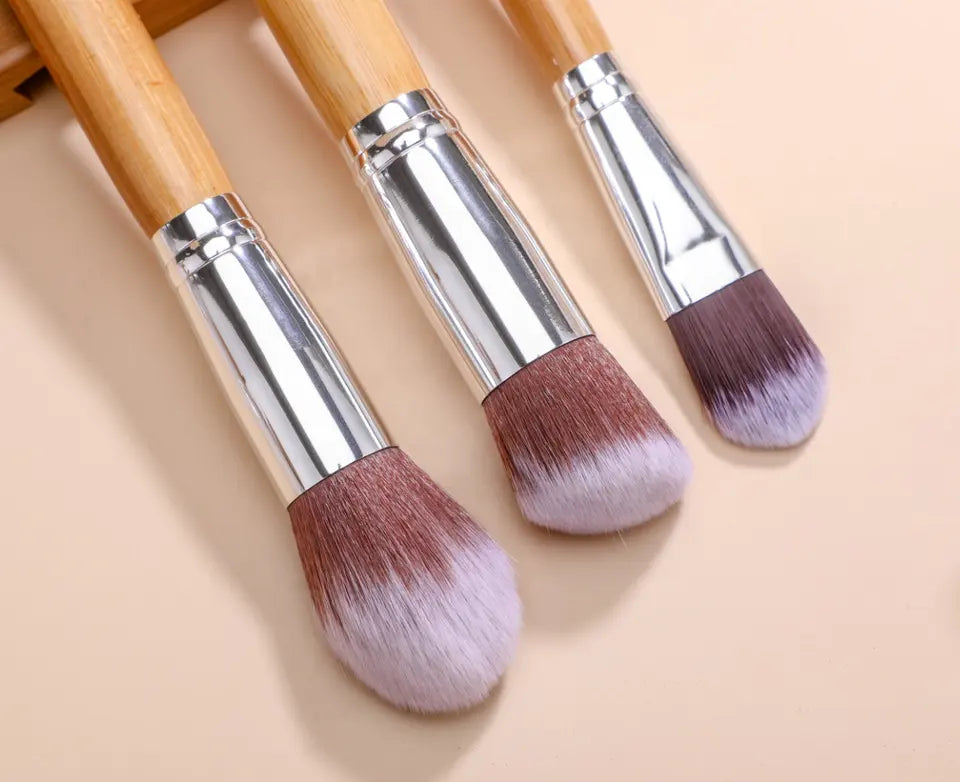 Makeup Brush Set 11 PCS Vegan Bamboo Handle Blush Powder Foundation Makeup Brush Set