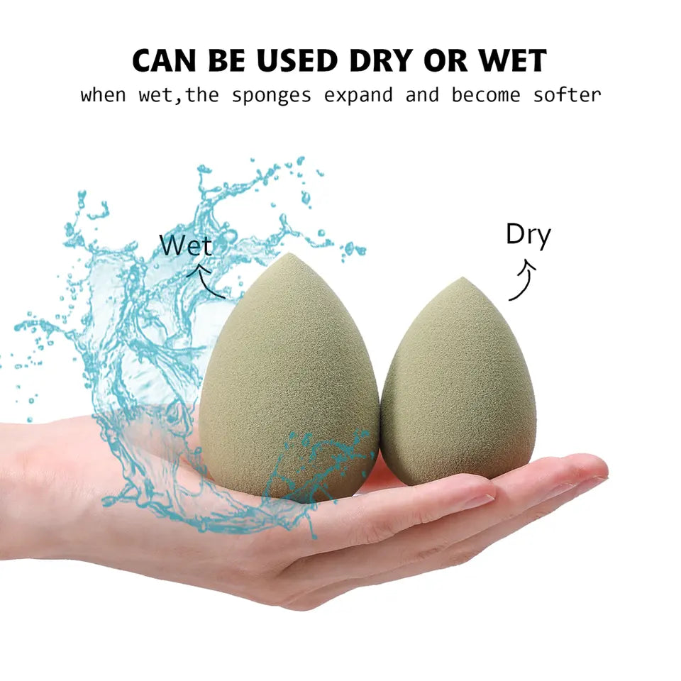 Texas Beauty & Health 8 pcs Super Soft Latex-free Sponge Makeup Blender, Dual Use, Spread and Blend Foundation Green Color
