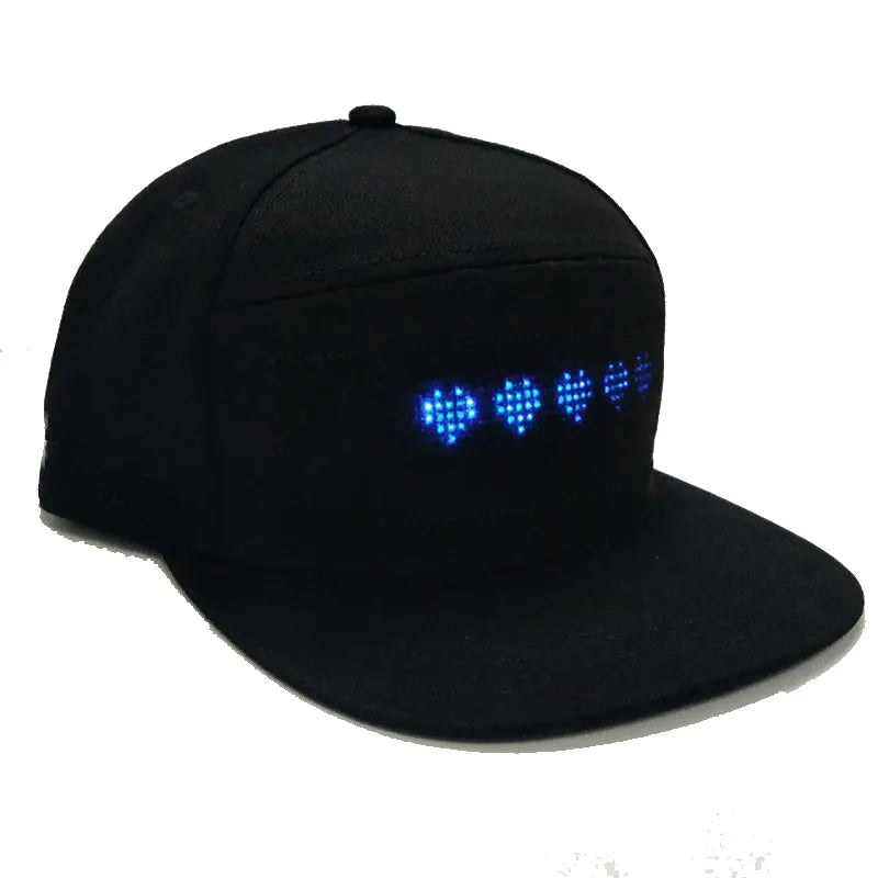 LED Message Hats Glowing Logo Baseball Cap Luminous Party Hat Light Up Scrolling LED Display Caps USB Charging App Programmable