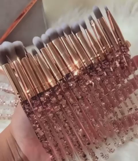 10 Pcs Stylish Golden Glitter Handle Makeup Brush Set