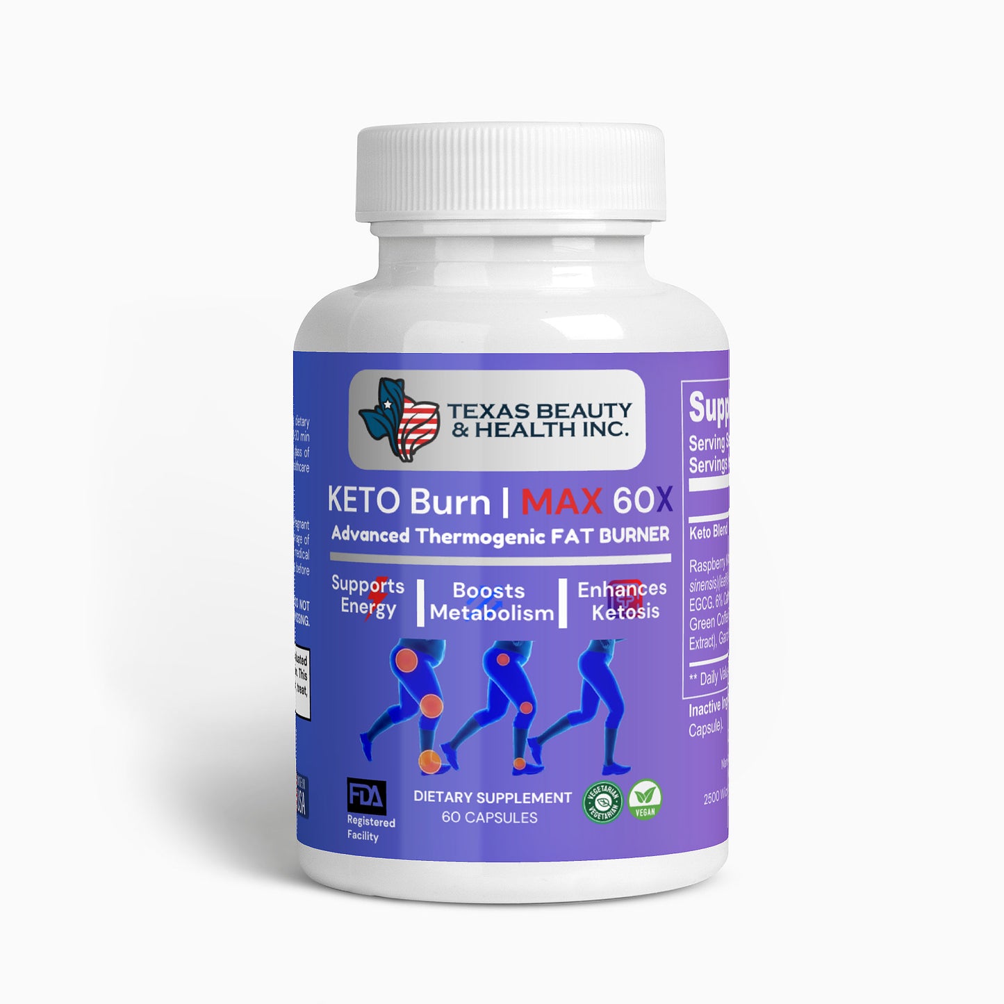 Keto Burn Max 60X – Advanced Keto Pills for Weight Loss | Thermogenic Fat Burner | Appetite Suppressant | Supports Energy & Metabolism | Made in USA