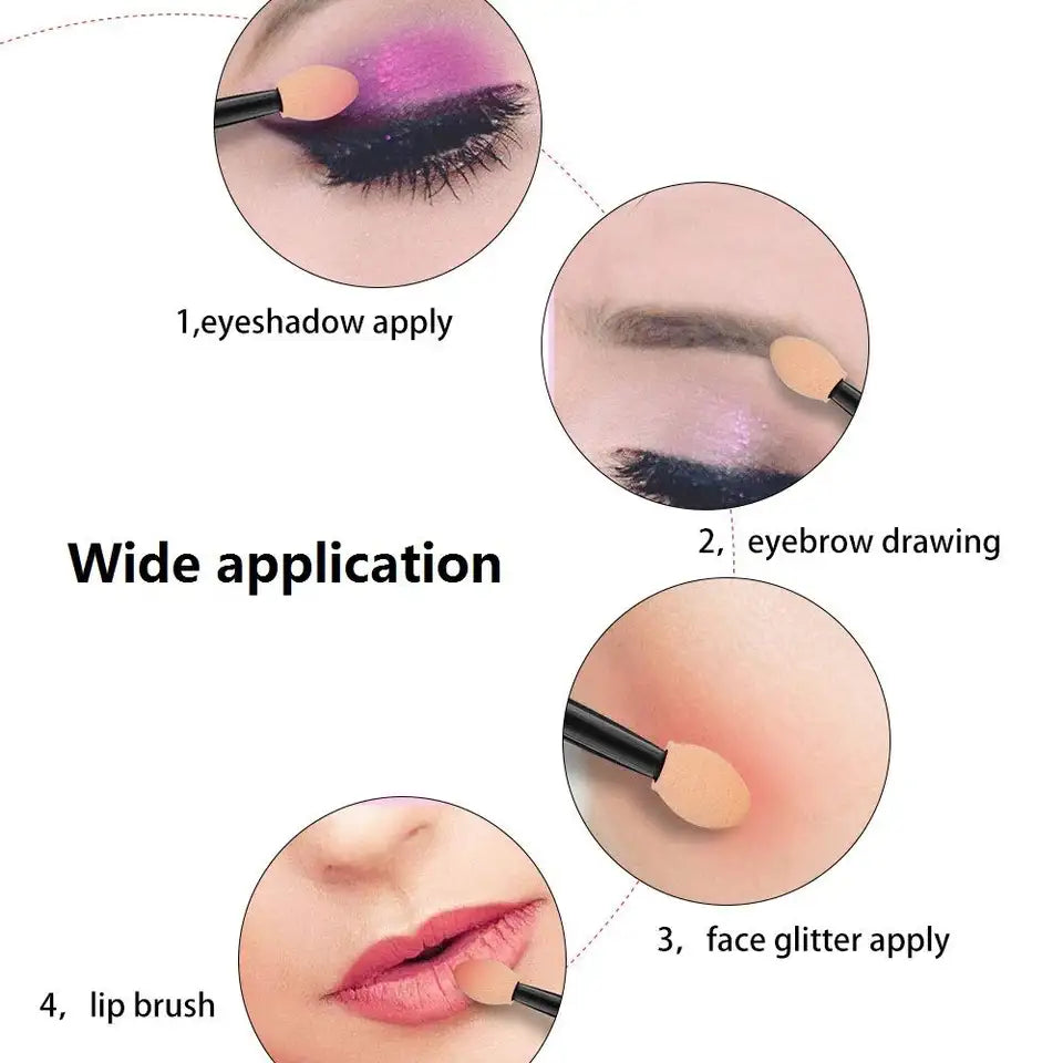 200 Pack Disposable Eyeshadow Brush Sponge Tipped Oval Makeup Tool Dual Sides Eyeshadow Brush Cosmetic Applicator | Eye Care