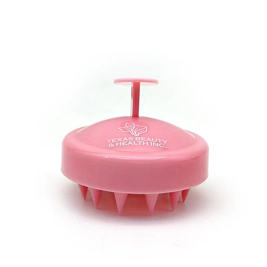 Texas Beauty & Health Scalp Massager Shampoo Brush, Massaging Scrubber with Soft Silicone Bristles for Hair Growth Support & Dandruff Removal (Pink)