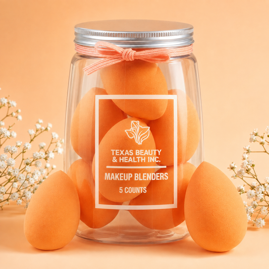 Texas Beauty &amp; Health Makeup Sponges | Foundation Blending Set | 5 Count in Jar – Orange