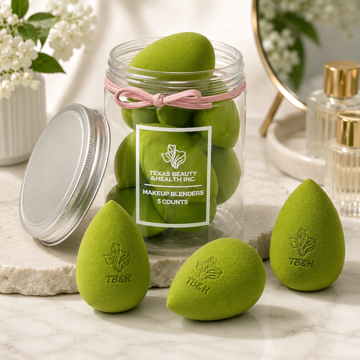 Texas Beauty & Health Makeup Sponges, Foundation Blending, Green