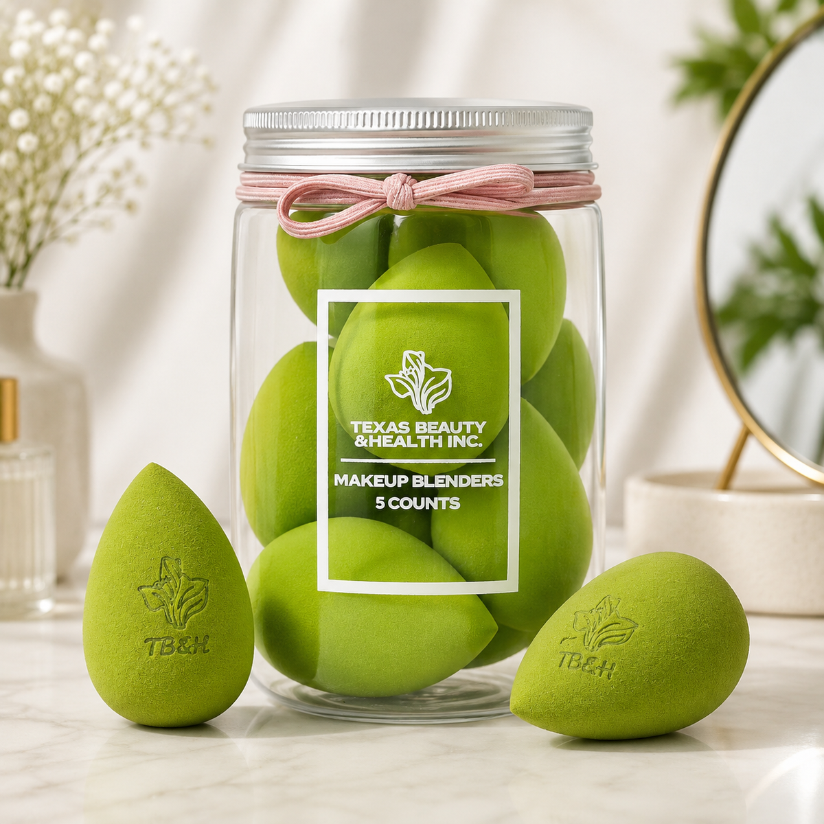 Texas Beauty & Health Makeup Sponges, Foundation Blending, Green