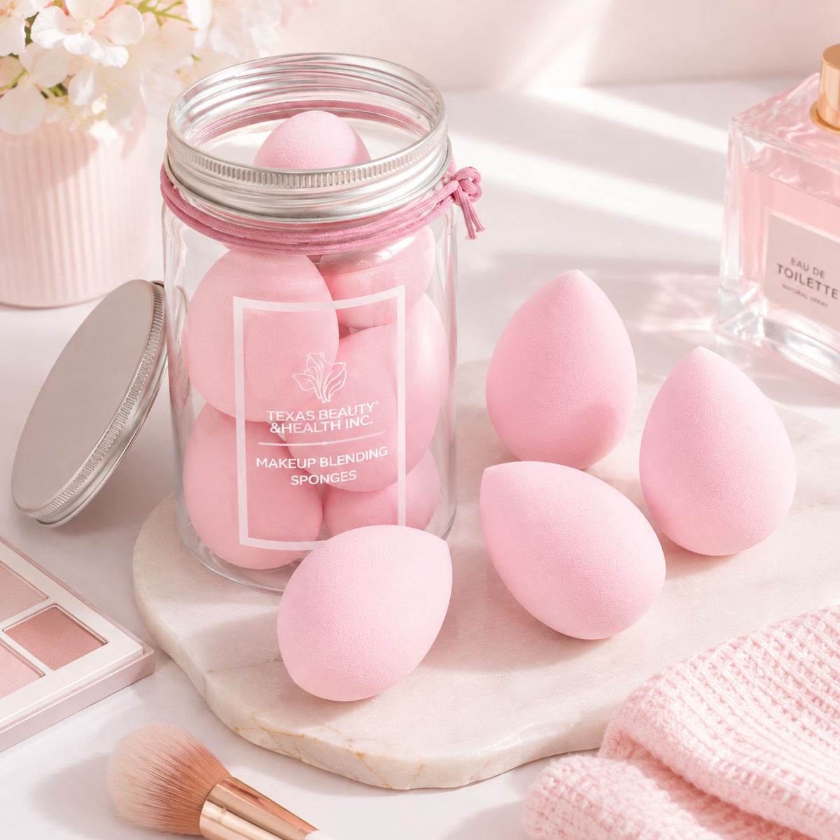 Texas Beauty & Health Makeup Sponges, Foundation Blending, Light-Pink