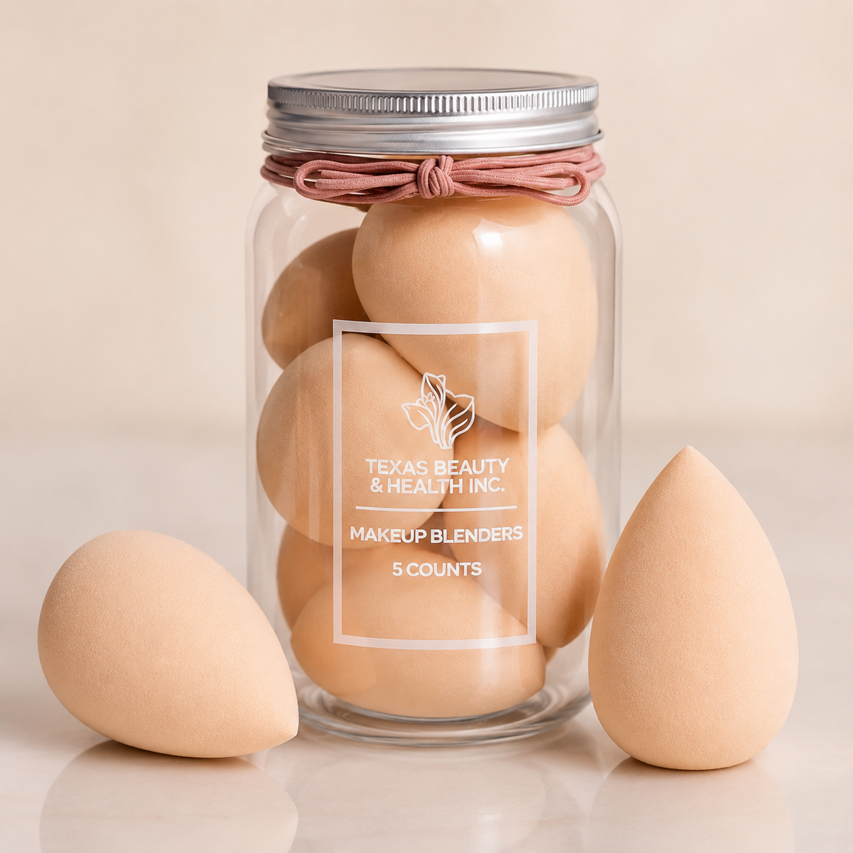 Texas Beauty & Health Super Soft Makeup Sponge Set in Travel Jar | Nude Color | Flawless Foundation Blending