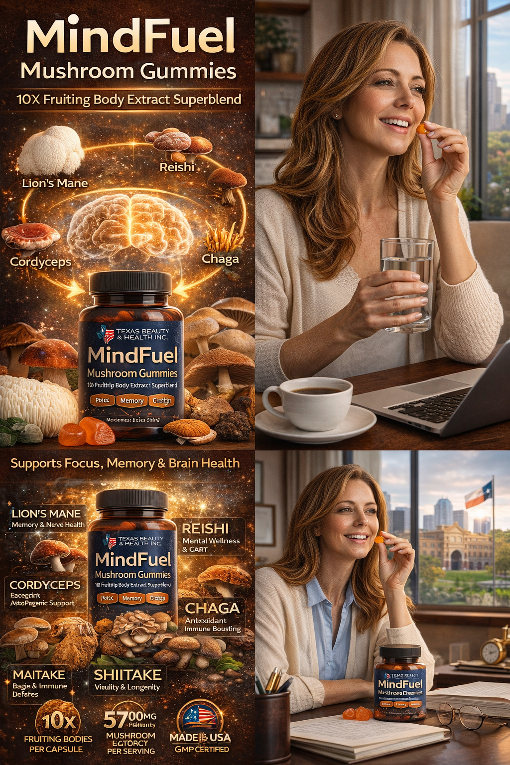 MindFuel Mushroom Gummies | 10X Fruiting Body Extract Superblend