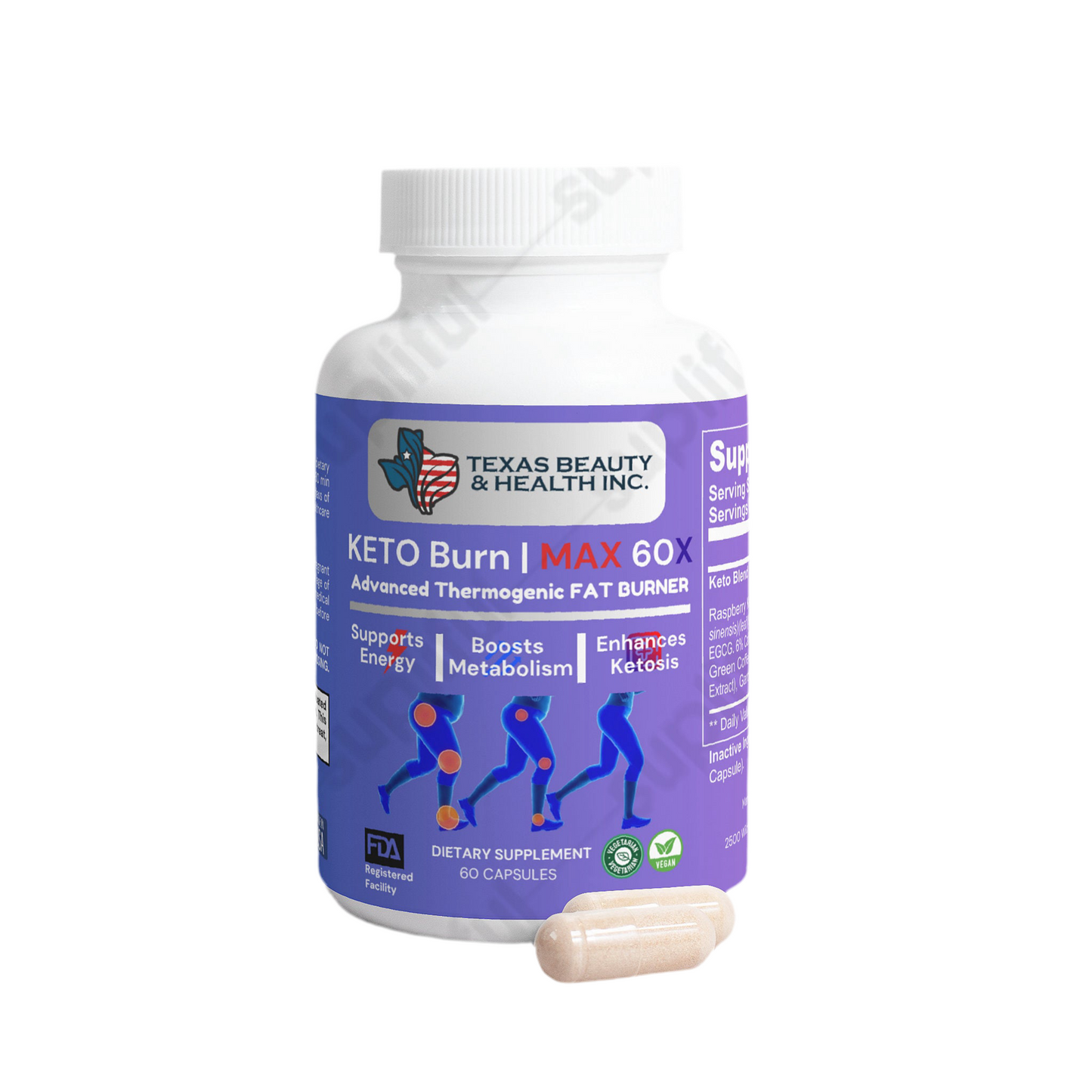 Keto Burn Max 60X – Advanced Keto Pills for Weight Loss | Thermogenic Fat Burner | Appetite Suppressant | Supports Energy & Metabolism | Made in USA