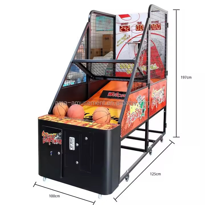 Coin operated basketball machine for home and commercial use