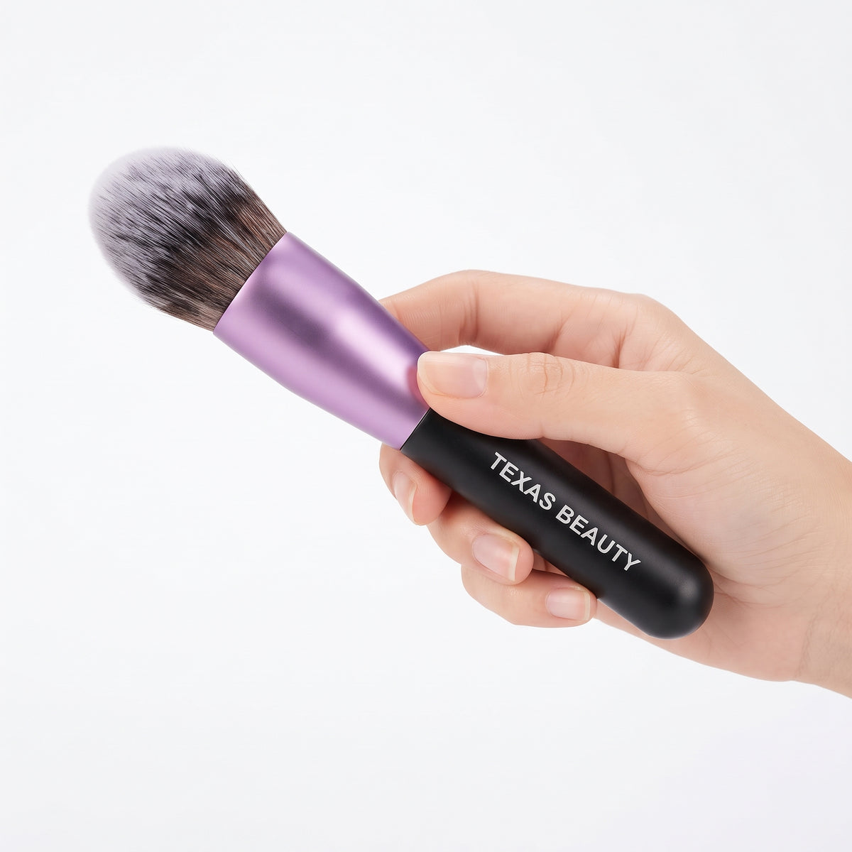 Texas Beauty Professional 18-Piece Makeup Brush Set with Storage Bucket – Ultra-Soft Vegan Synthetic Bristles, Matte Black & Purple Finish