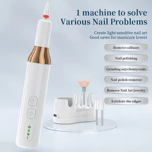 Professional Nail Polishing Machine Electric Nail File Kit Manicure Pedicure Tool Rechargeable Portable Nail Drill