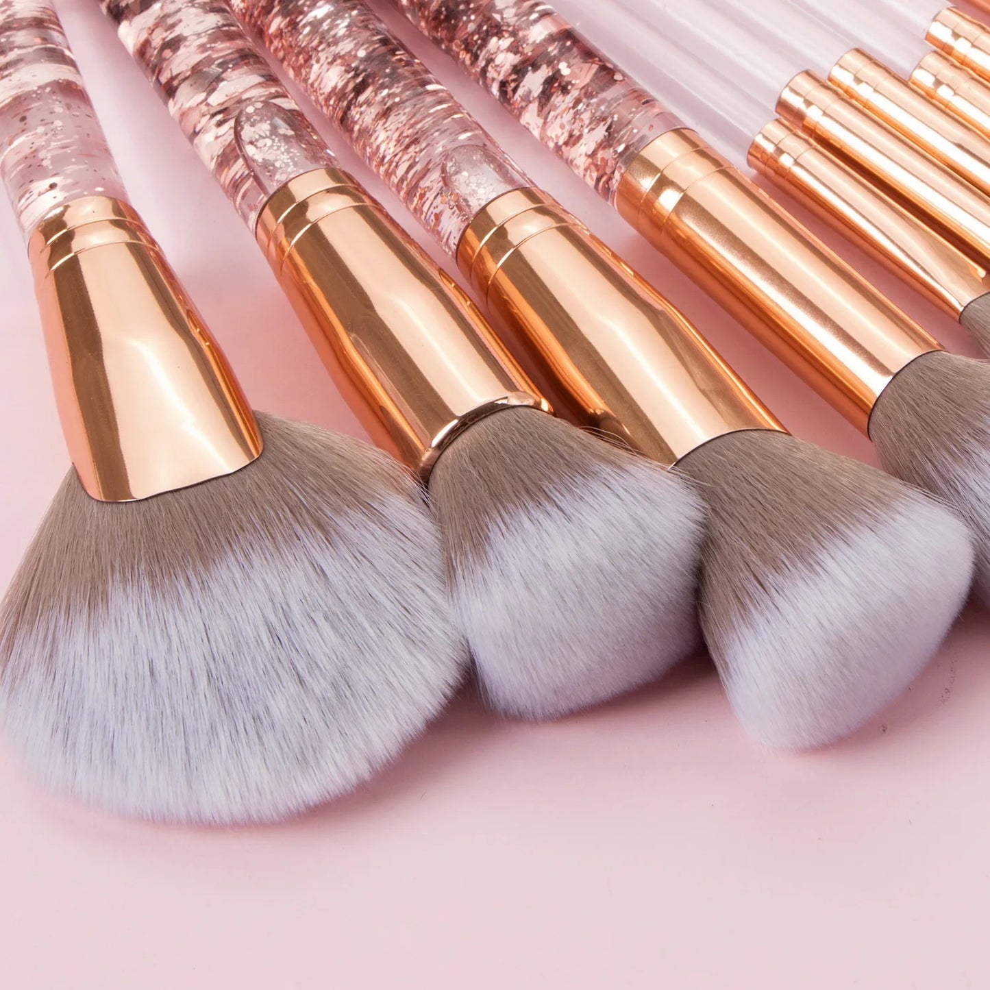 10 Pcs Stylish Golden Glitter Handle Makeup Brush Set