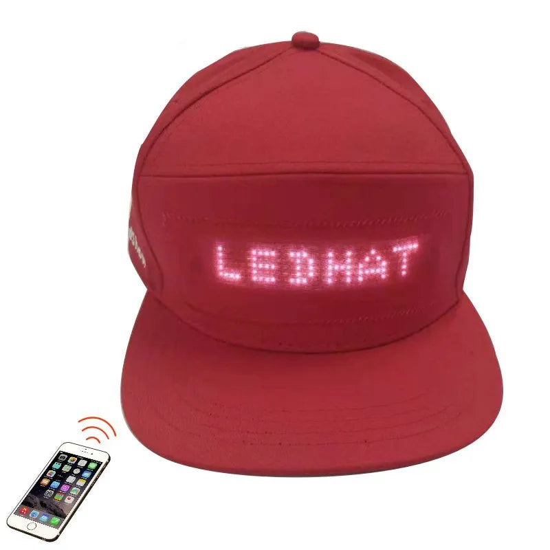 LED Message Hats Glowing Logo Baseball Cap Luminous Party Hat Light Up Scrolling LED Display Caps USB Charging App Programmable