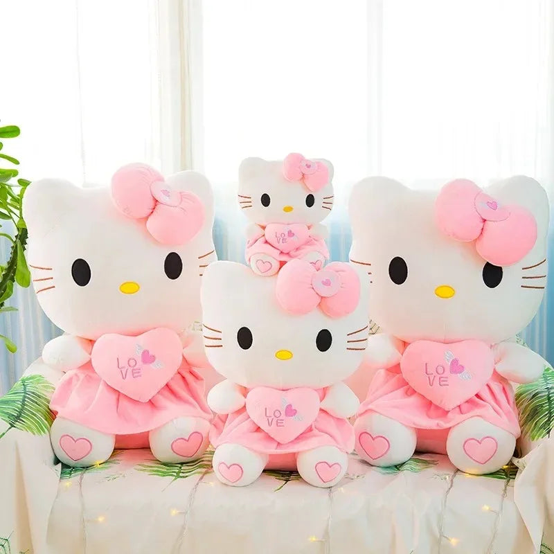 Sanrio | Anime | Kawaii | Hello Kitty | HK Plush Toy Pink Bowknot Dress Plushie Doll Cute Decorate Pillow Children Birthday | Christmas Gifts for Girls and Women