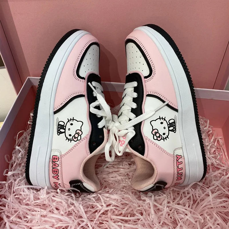 Hello Kitty Kawaii Anime Girly Heart Sanrio Female Sneakers Cute Kt Cat Cartoon Board Shoes Lovely Fashion Toys for Girls