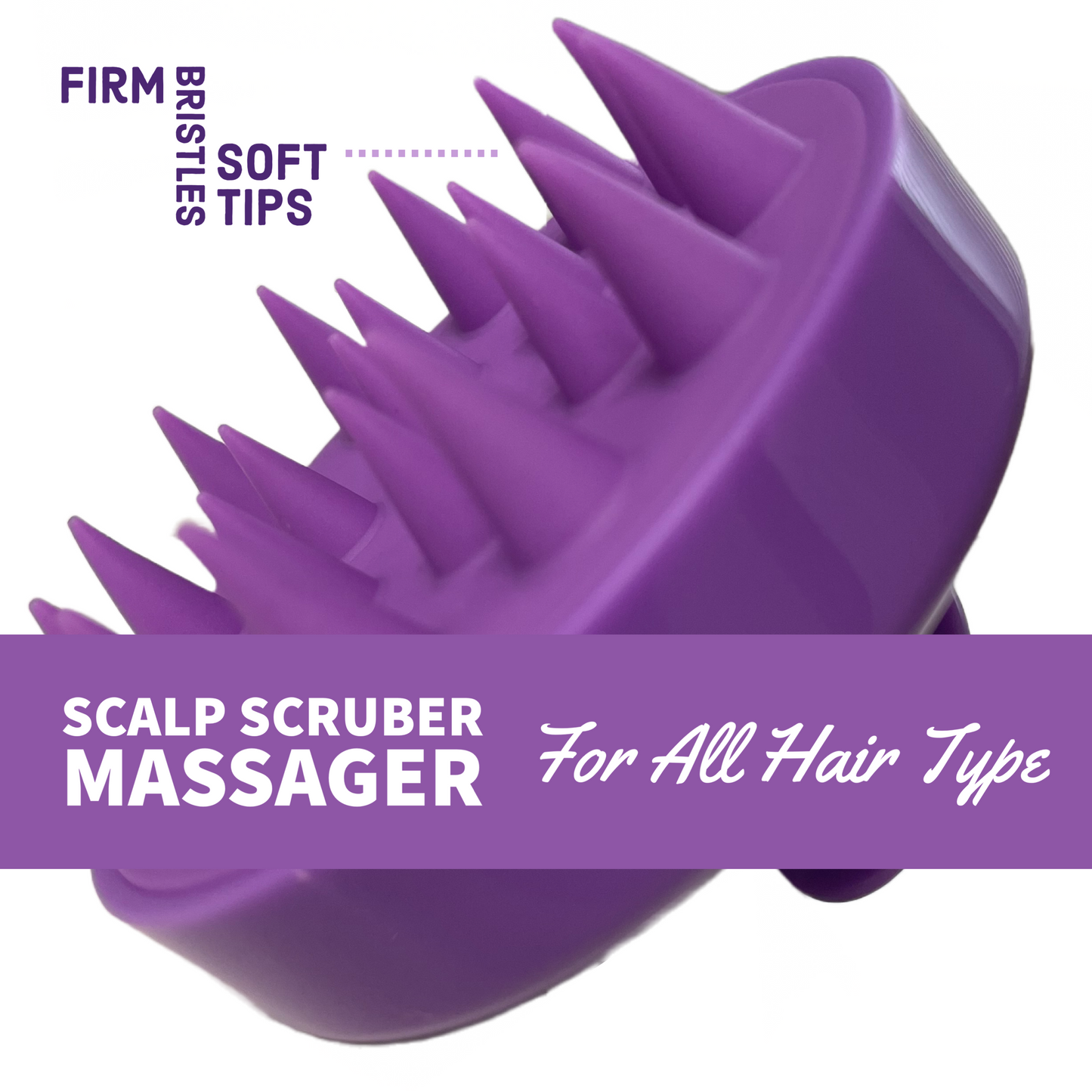 Texas Beauty & Health Scalp Massager Shampoo Brush, Massaging Scrubber with Soft Silicone Bristles for Hair Growth Support & Dandruff Removal Purple