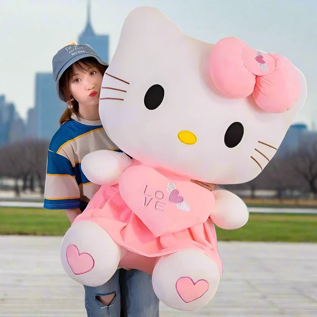 Sanrio | Anime | Kawaii | Hello Kitty | HK Plush Toy Pink Bowknot Dress Plushie Doll Cute Decorate Pillow Children Birthday | Christmas Gifts for Girls and Women