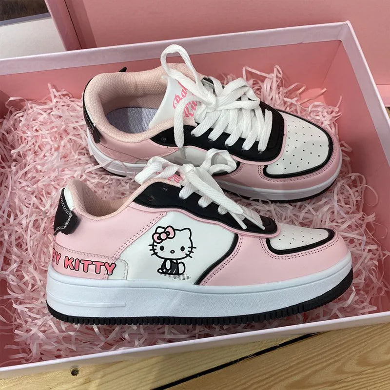 Hello Kitty Kawaii Anime Girly Heart Sanrio Female Sneakers Cute Kt Cat Cartoon Board Shoes Lovely Fashion Toys for Girls