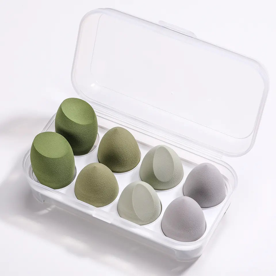 Texas Beauty & Health 8 pcs Super Soft Latex-free Sponge Makeup Blender, Dual Use, Spread and Blend Foundation Green Color