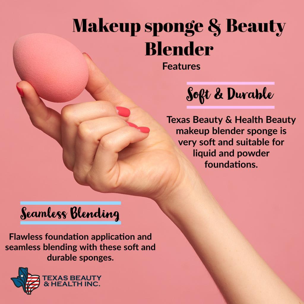 Texas Beauty & Health Makeup Sponges, Foundation Blending, Hot-Pink