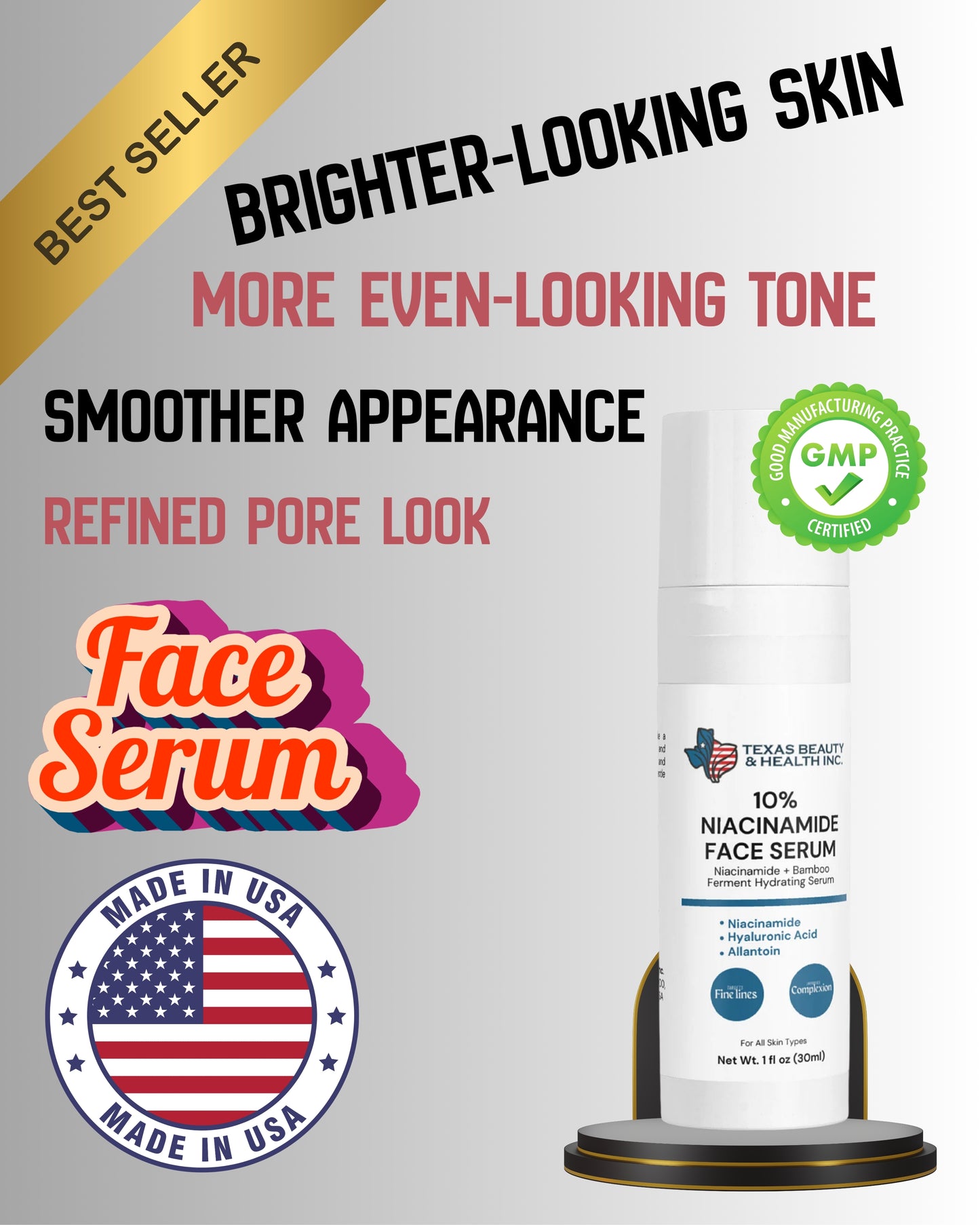 10% Niacinamide Serum for Glowing, Pore-Minimized Skin | Hydrating Face Serum with Hyaluronic Acid