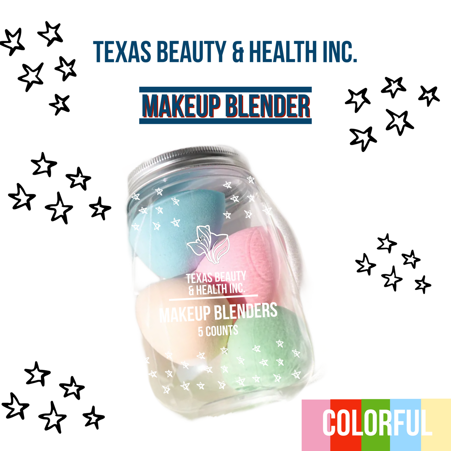 Texas Beauty & Health Makeup Sponges, Foundation Blending, Multi-Color