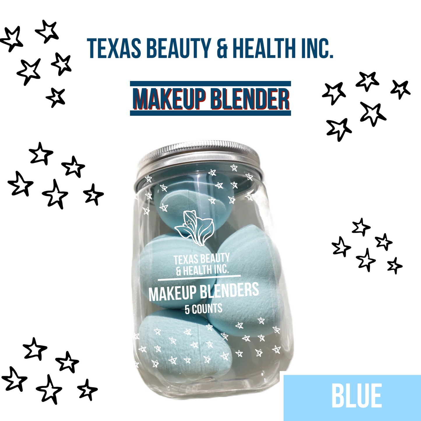 Texas Beauty & Health Makeup Sponges, Foundation Blending, Blue