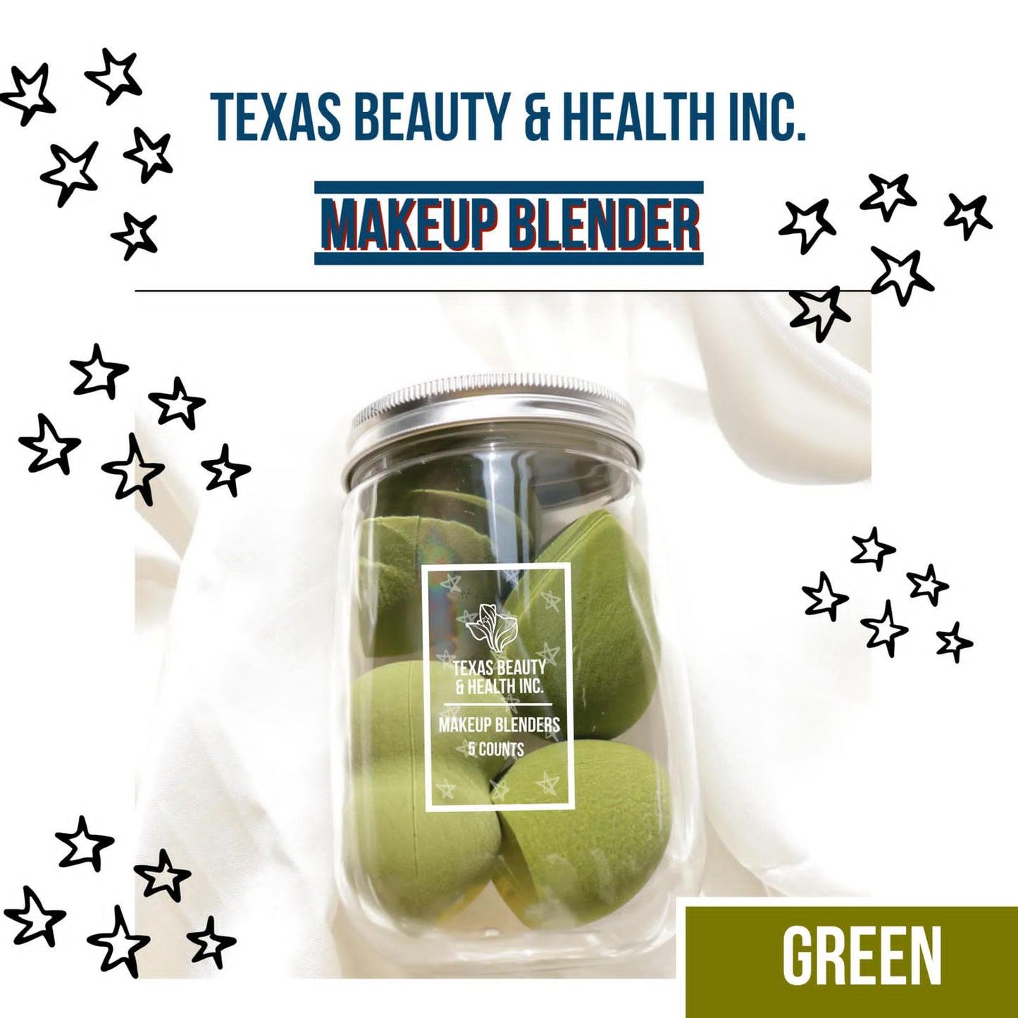 Texas Beauty & Health Makeup Sponges, Foundation Blending, Green