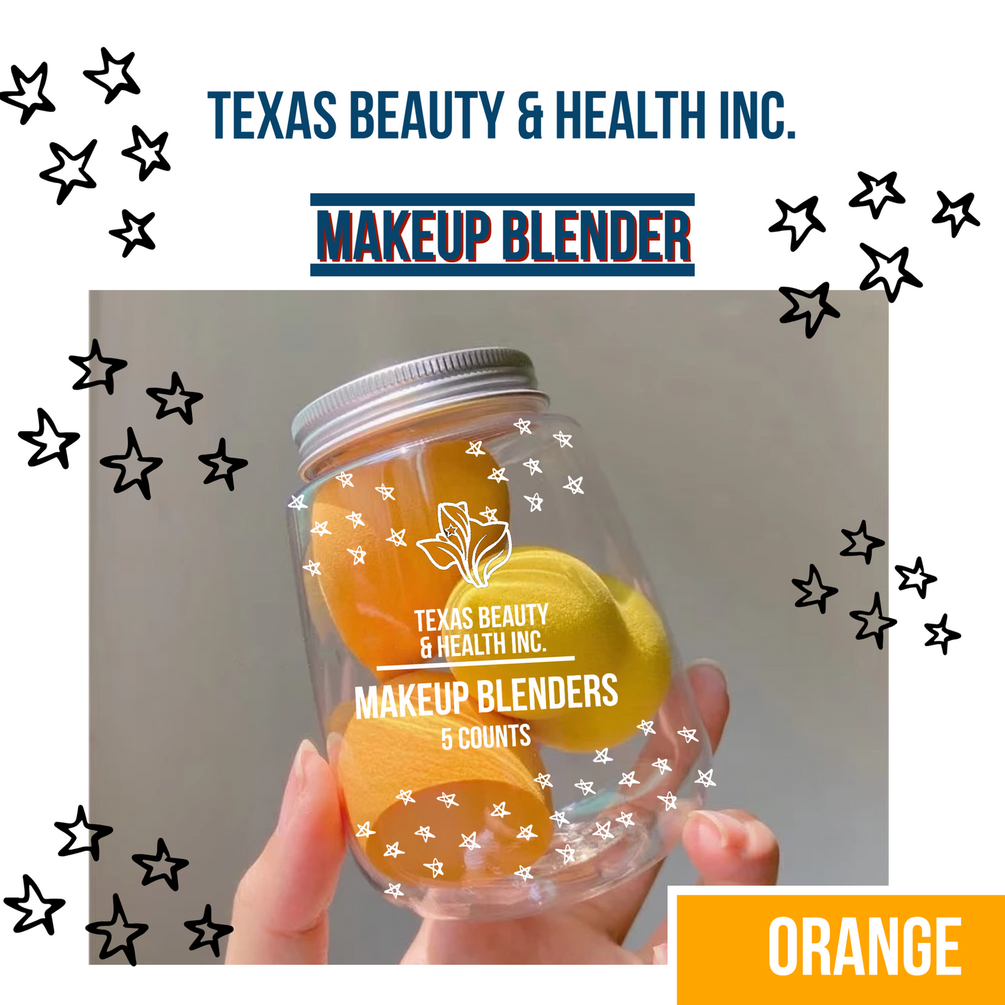 Texas Beauty & Health Makeup Sponges, Foundation Blending, Orange