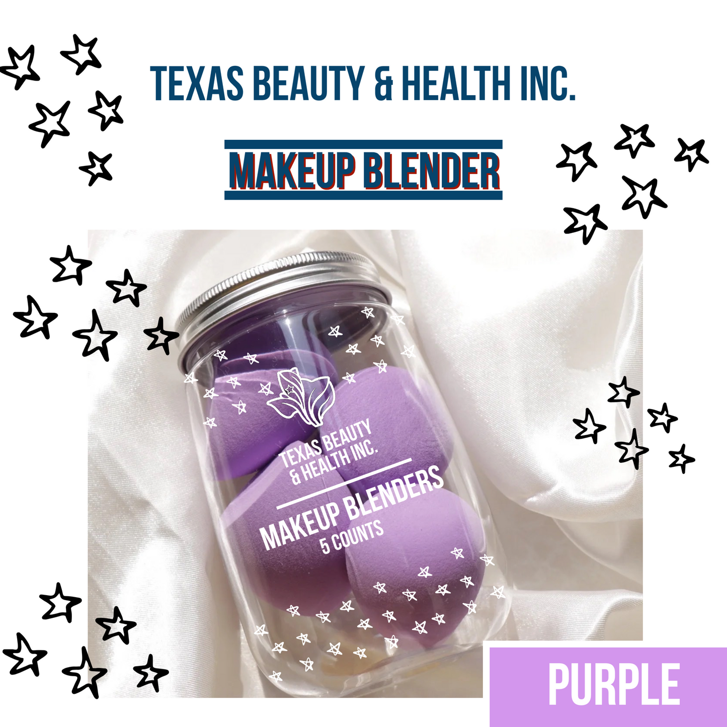 Texas Beauty & Health Makeup Sponges, Foundation Blending, Purple